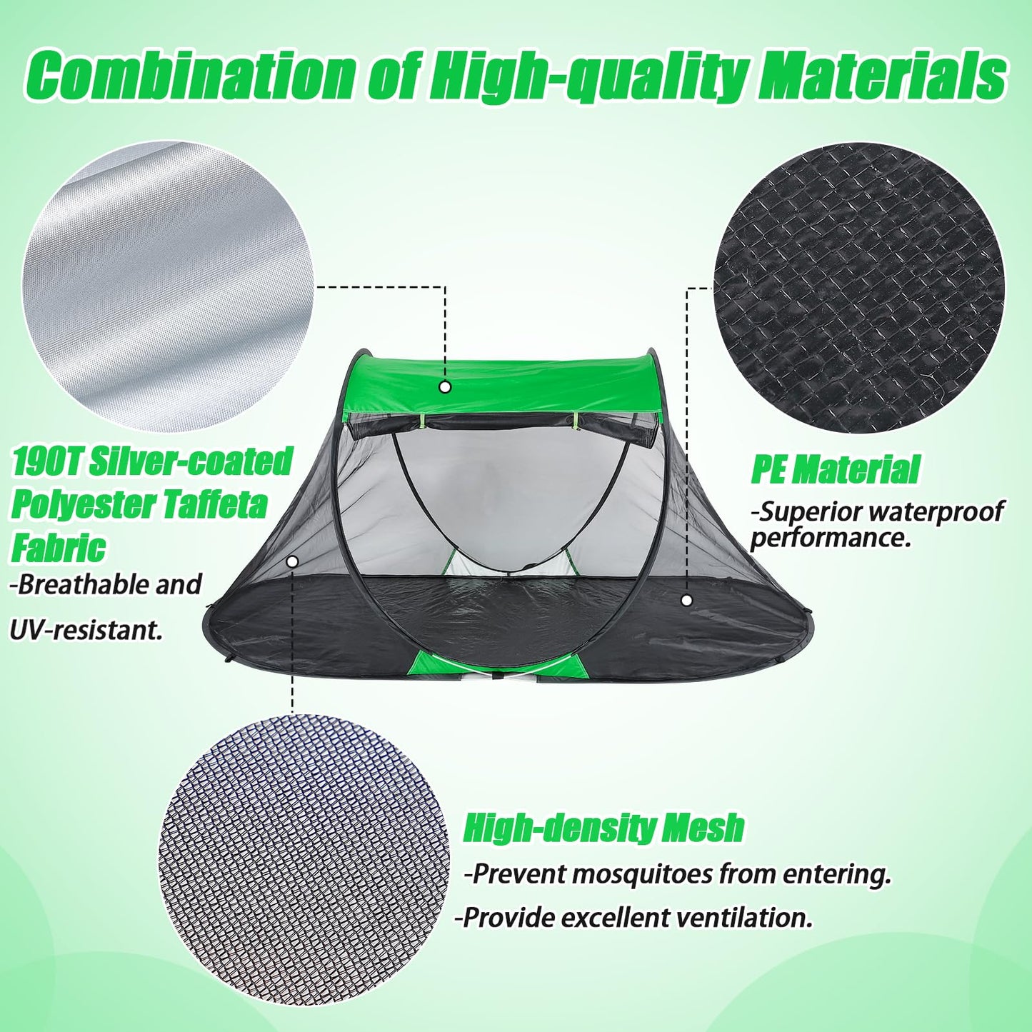 1 Person Pop-up Mosquito Tent for Camping - Breathable & Fine Mesh Camping Bug Screen Net with Carry Bag, 7.5ft Instant Portable Screen Tent for Adults Men Women Summer Hiking
