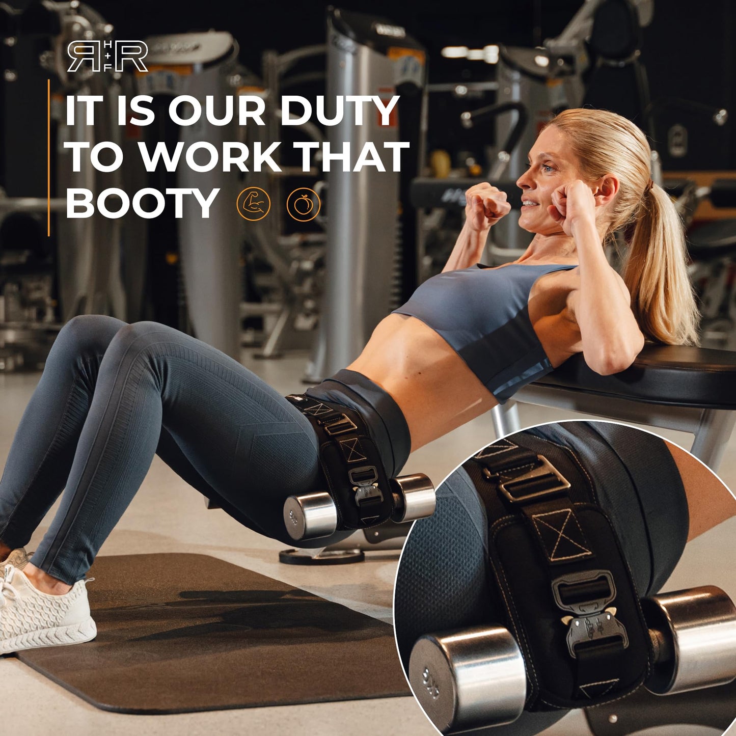 JAB Premium Hip Thrust Belt for Dumbbells & Kettlebells (Patent-Pending) Booty Belt - Up to 1400lbs - Strengthen Glutes & Hamstrings - Heavy Duty, Comfortable & Slip Resistant