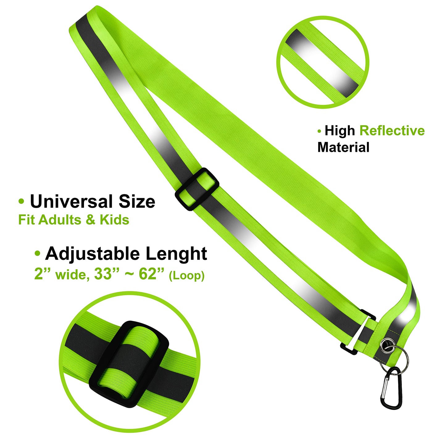 HiVisible Bulk 10 Pack - Safety Reflective Sash for Walking at Night Adjustable Safety Sash for Men Women Kids Reflective Belt Sash for Running Walking Biking