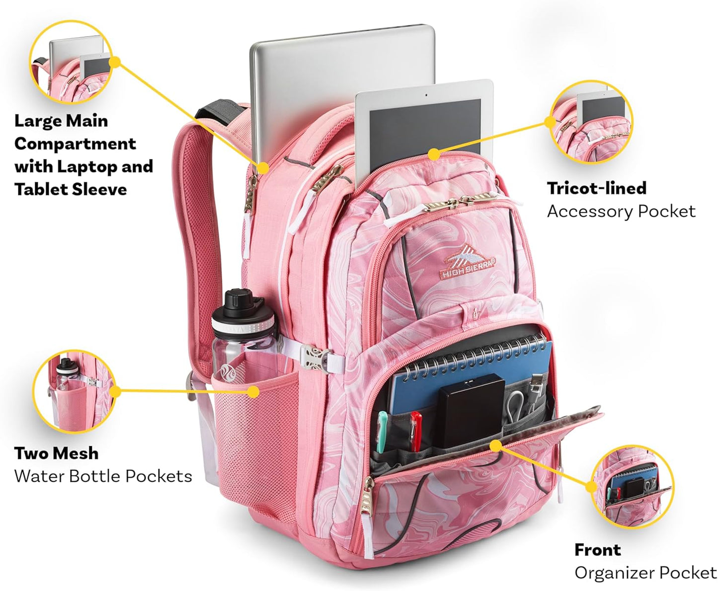 High Sierra Swerve Laptop Backpack, Crimson/Black, One Size