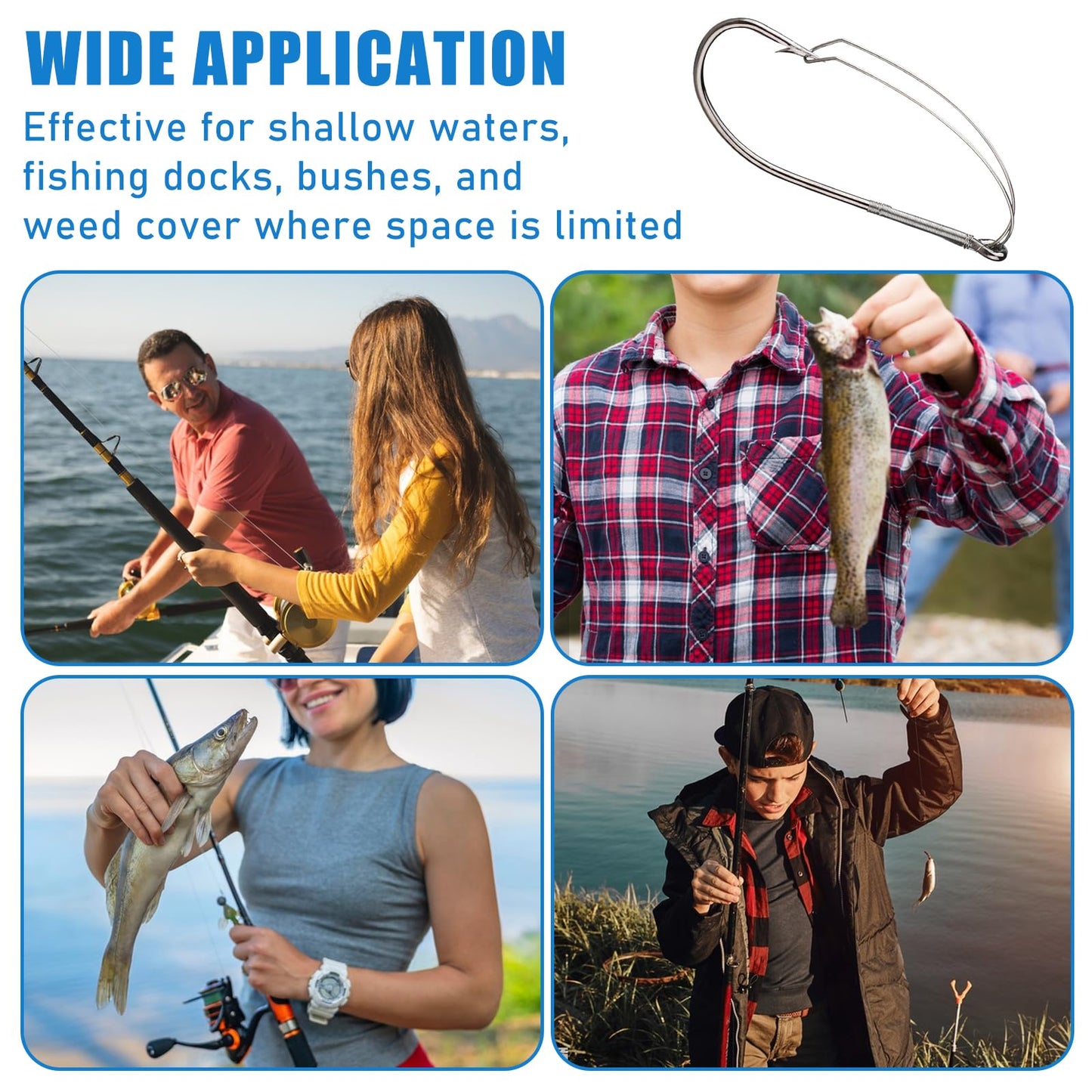 10 Pcs Weedless Wacky Rig Hooks Bass Fishing Hooks for Wacky Rigging Worm Lure Long Neck Hooks Anti-Hanging Bottom Mouthguard Fish Hook for Wacky Rigging Worm Lure 2/0