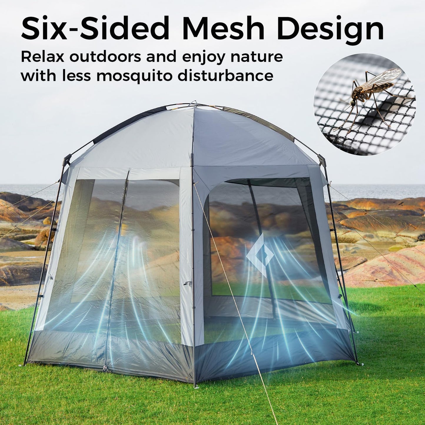 KingCamp Screen Tent, Camping Tent for 6-8 Person 12' x 12' Portable Screen House Room with Detachable Sunshade for Camping, Garden & Backyard
