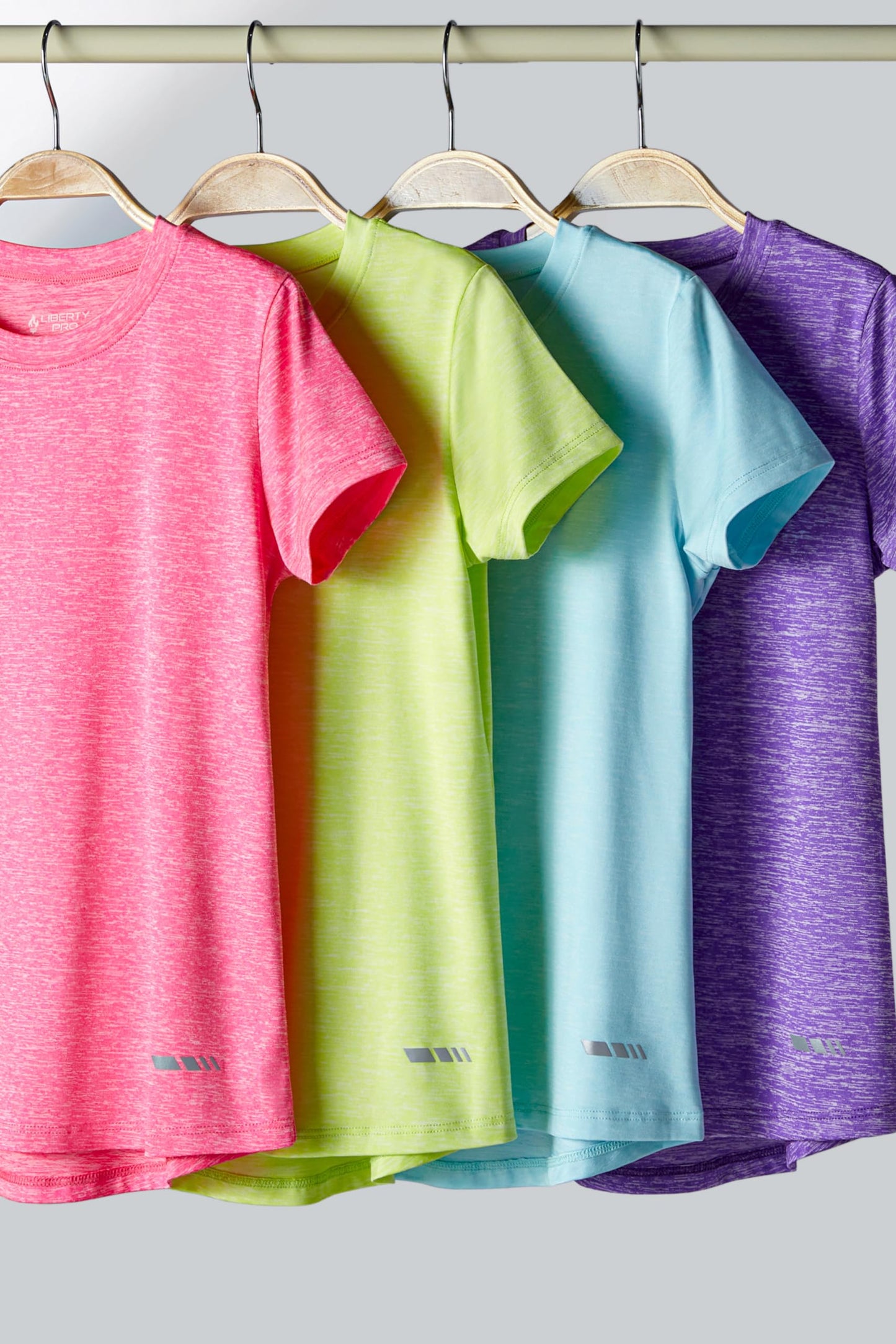 4 Pack: Youth Girls Athletic Shirts, Short Sleeve Dry Fit Apparel Tech Tshirts, Sports Activewear for Kids Teens (Set 3, Large)