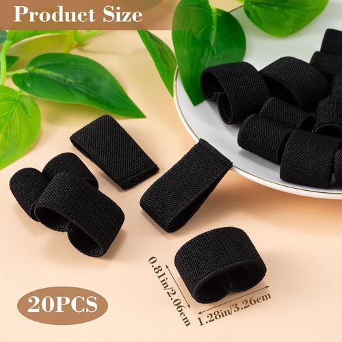 HINZIC 20Pcs Elastic Belt Strap Keepers Black Organizers Web Belt Loops Stays Backpack Strap Holders Heavy Duty Retainer Band for 1.38-1.57" Wide Belts/Straps