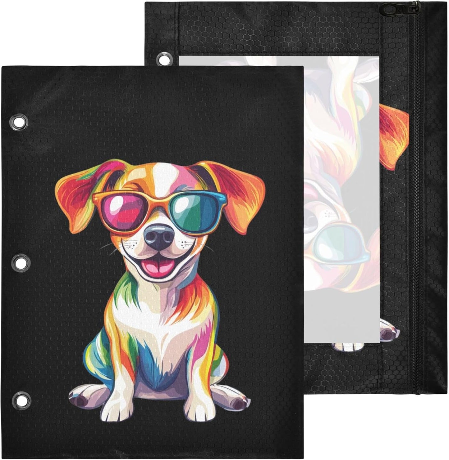 Largemouth Bass Fish 2 Pack 3 Ring Binder Pocket A4 Size Binder Pouches Clear PVC Loose Leaf Folder Sleeves Storage Bags for Files, Documents