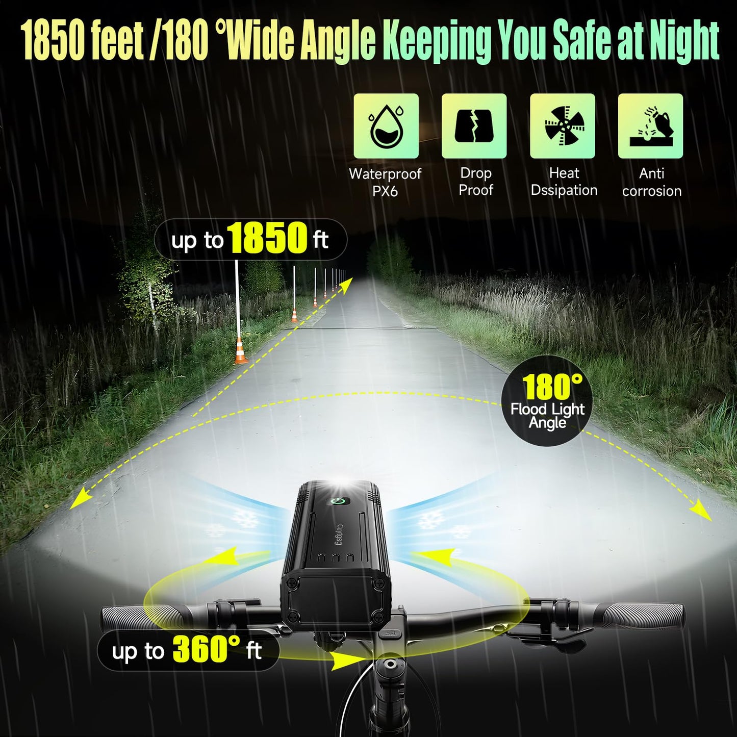 2025 New Super Bright High Lumens Bike Lights for Night Riding,6LED 360°Rotatable Bike Headlight,Bicycle Light-10 Modes,Long Runtime, Upgrade Waterproof USB Rechargeable Bike Light,with Taillights