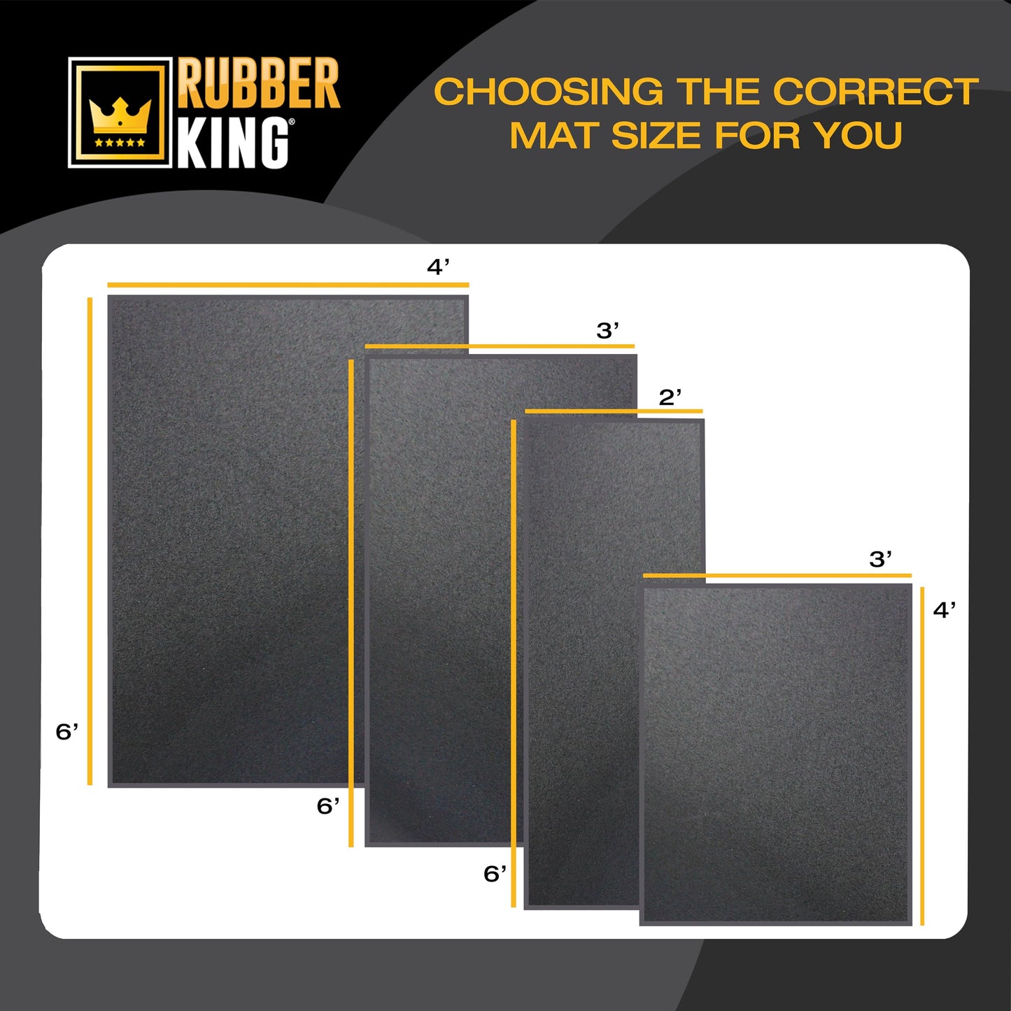 Rubber King Multi-Purpose Exercise Mat - 4' x 6' x 7mm - 100% Recycled Thick Rubber Mat for Home Gym Flooring, Non-Slip, Low-Odor Durable Workout Mat for Indoor/Outdoor, Shoe-Friendly - Grey