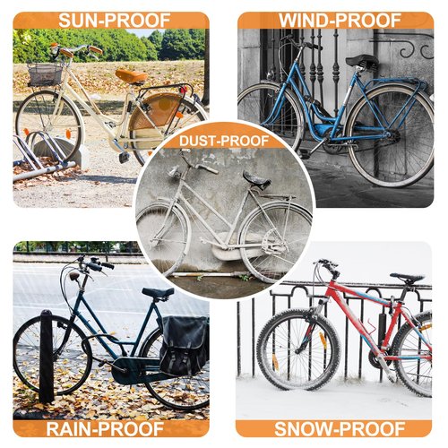 Bike Cover Waterproof Outdoor Bicycle Covers with Lock Holes & 3 Buckles 420D Heavy Duty Ripstop Material Anti UV Snow Wind Proof for Mountain Road City Electric Bikes Up to 68 inch