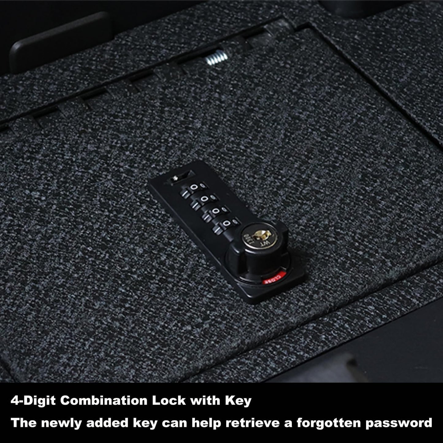 KEREN Center Console Gun Safe - Console Gun Vault Compatible with Chevrolet Silverado EV/GMC Sierra EV 2024-2025, High Security Armrest Lock Box with 4 Digit Combination Lock with Key
