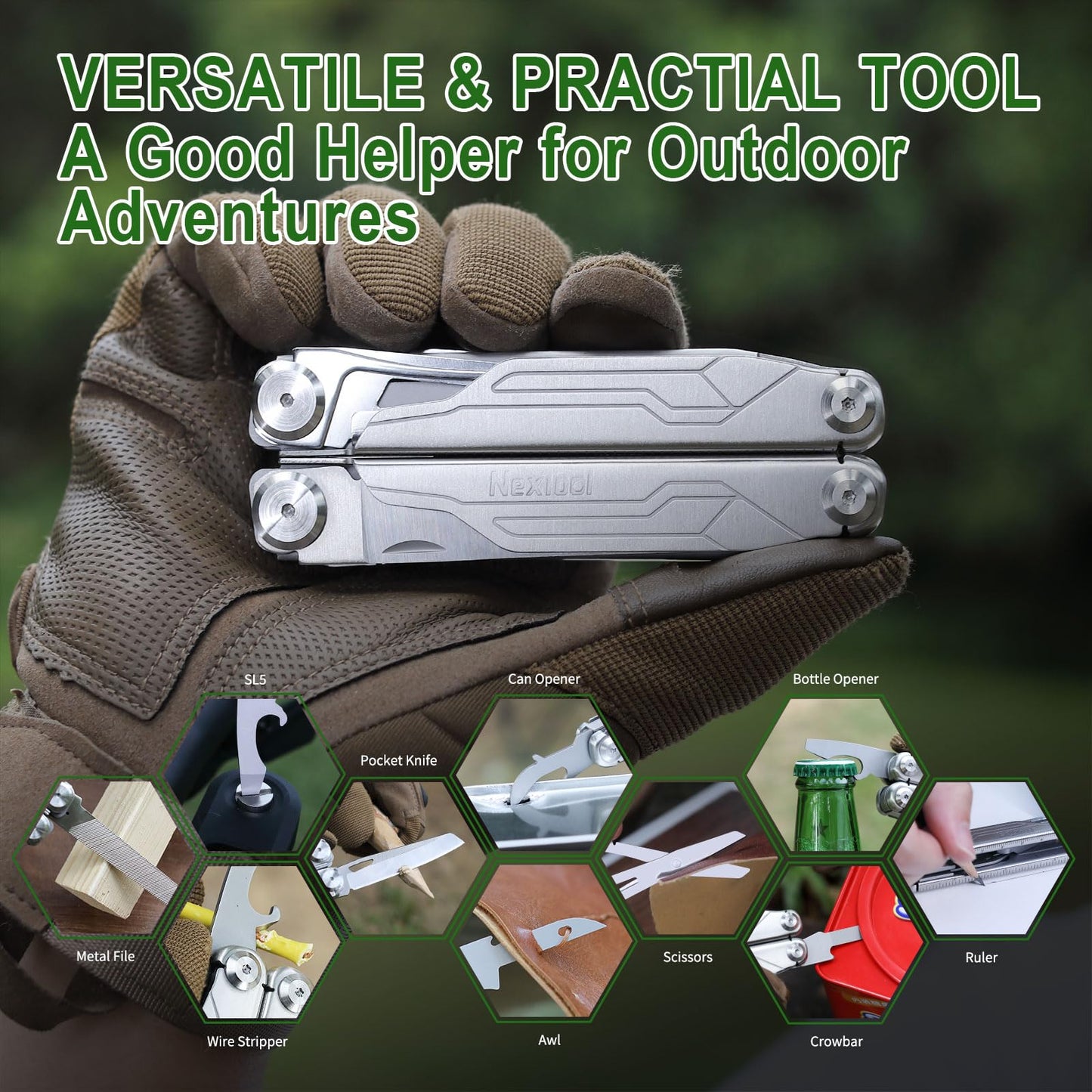 NexTool Multitool, 19 in 1 Multitool Pliers, Stainless Steel Multi Tool with Safety Locking, Foldable Multitools with Scissors, Can Opener, Screwdrivers, Saw for Camping Survival Hiking, Gifts for Men