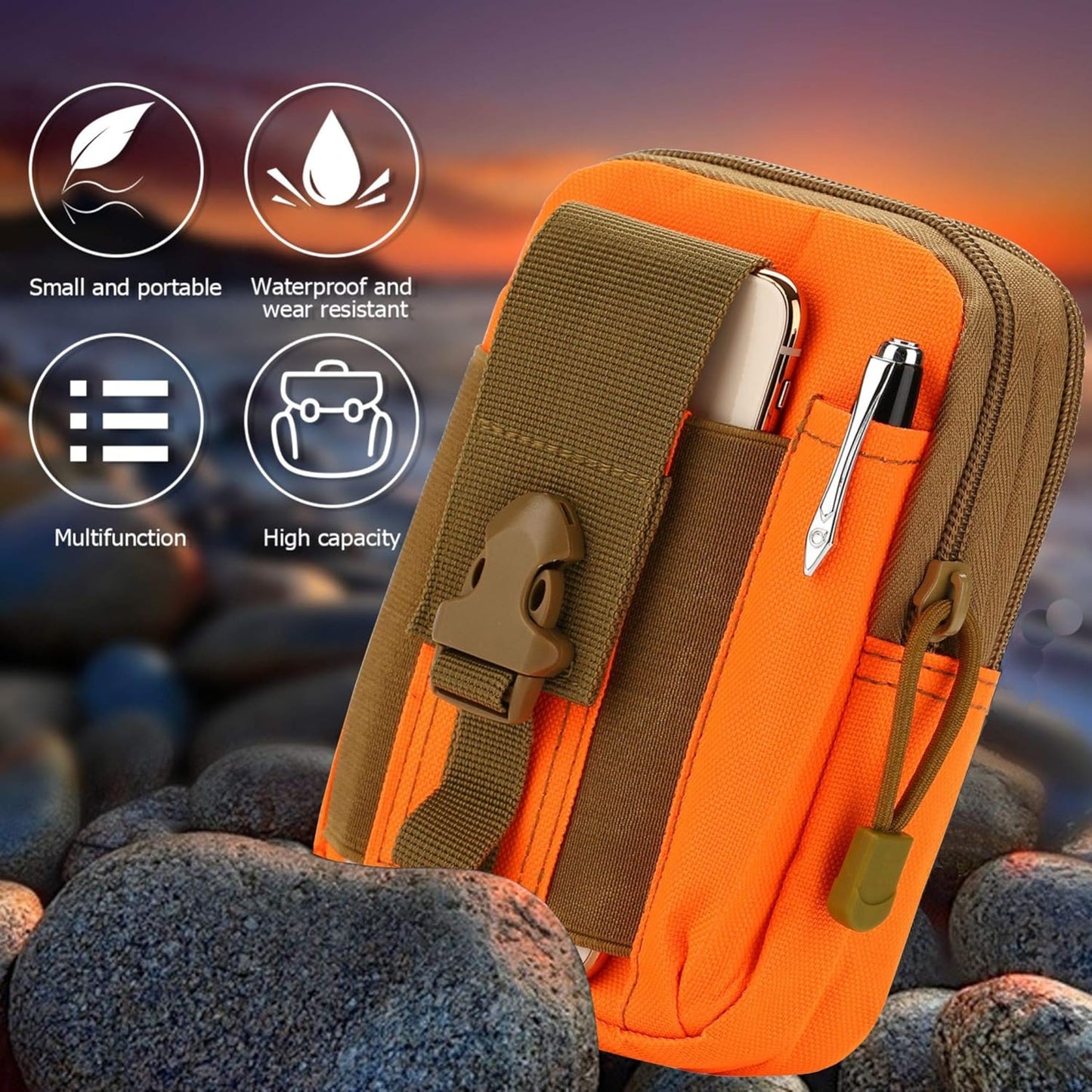 Tactical Waist Pouch EDC Molle Waist Bag Belt Phone Pouch Holster Purse Carrying Pouch for Smartphone, Tools