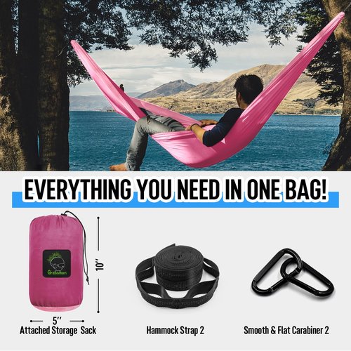 Camping Hammock Double & Single Portable Hammock with Tree Straps, Lightweight Nylon Parachute Hammocks Camping Accessories Gear for Indoor Outdoor Backpacking, Travel, Hiking, Beach