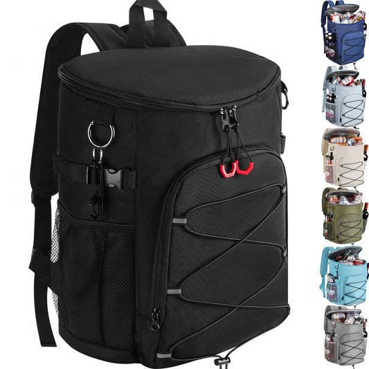 Karamagic Cooler Backpack 30 Cans,Portable Backpack Coolers Insulated Leak Proof,Made with Water-Resistant 900D Oxford Lightweight Cooler Bag for 12h Hot/Cold Retention (Black(900D))