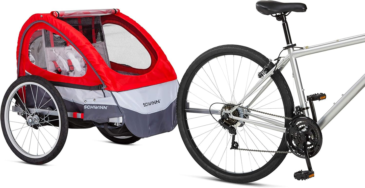 Schwinn Trailblazer Plus, Trailblazer, Joyrider or Echo Kids Bike Trailer, Single or Double Seat, Universal Coupler, Folding Frame, Quick-Release Wheels, Canopy, Schwinn Bike Trailer for Kids