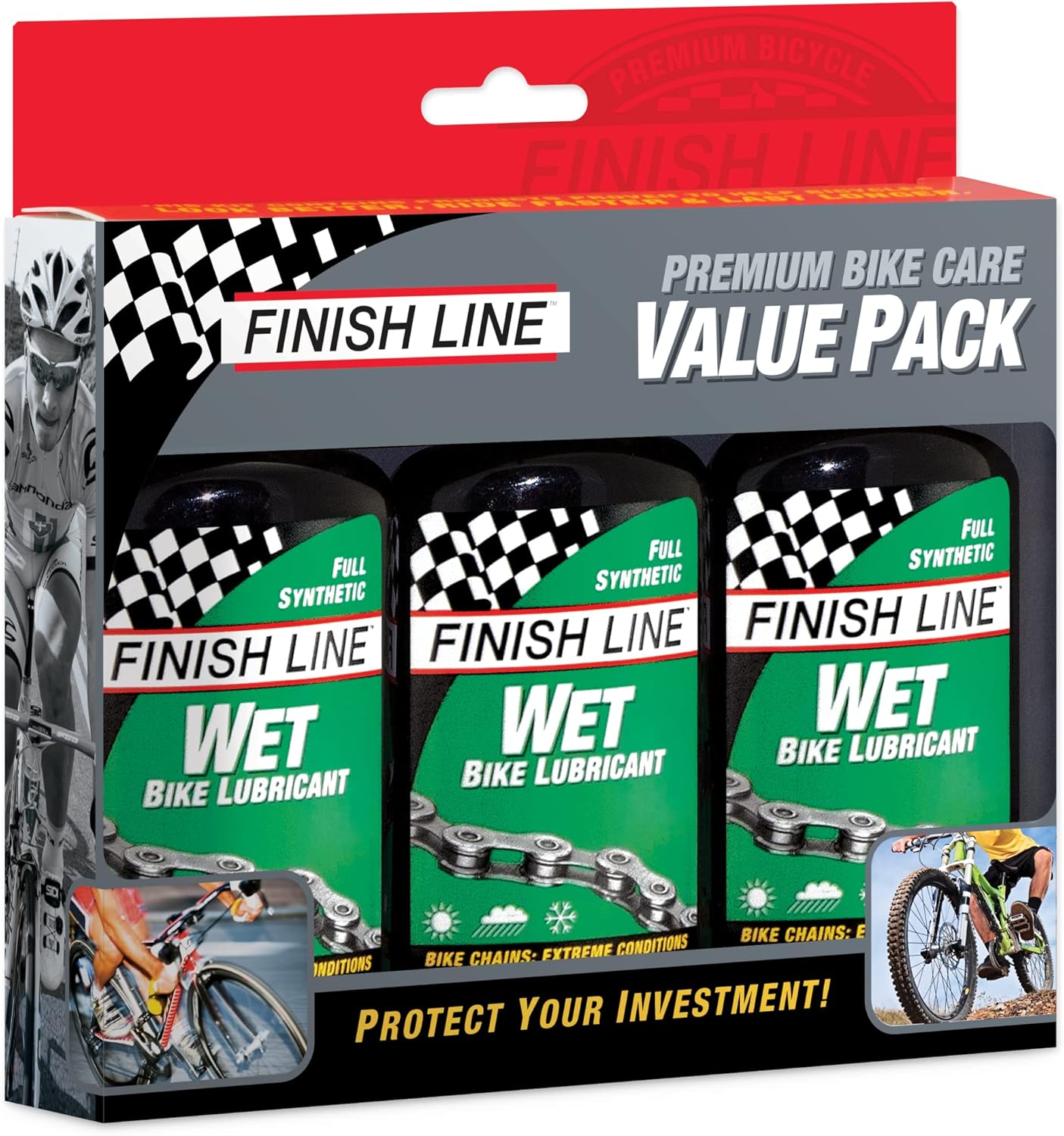 Finish Line WET Bicycle Chain Lube, 4-Ounce Drip Squeeze Bottle