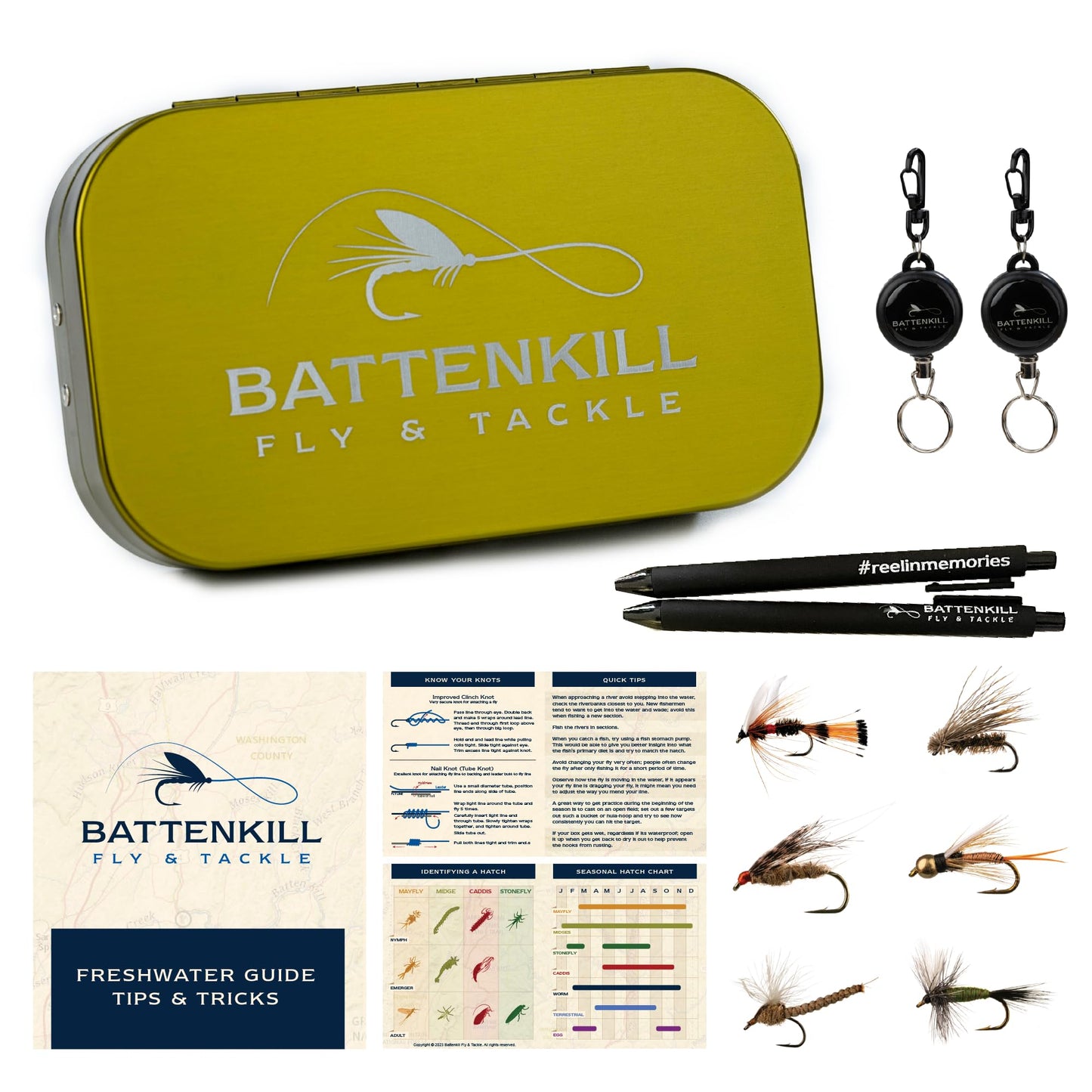 Fly Fishing Flies - Fly Fishing Accessories - Fishing Kit, Trout Lures, Topwater Bass Lures, Popper Fishing Lure, Freshwater Fishing Lures, Gear (Fly Box Plus 30 Premium Hand Tied Dry and Wet Flies)