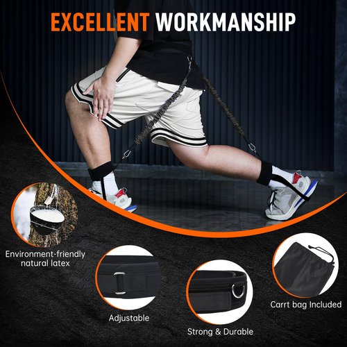Vertical Jump Trainer Leg Strength Ankle Resistance Bands Set with Cuffs Workout Equipment for Leaping Fitness Basketball Volleyball Football Tennis Jumping Strength Training Equipment