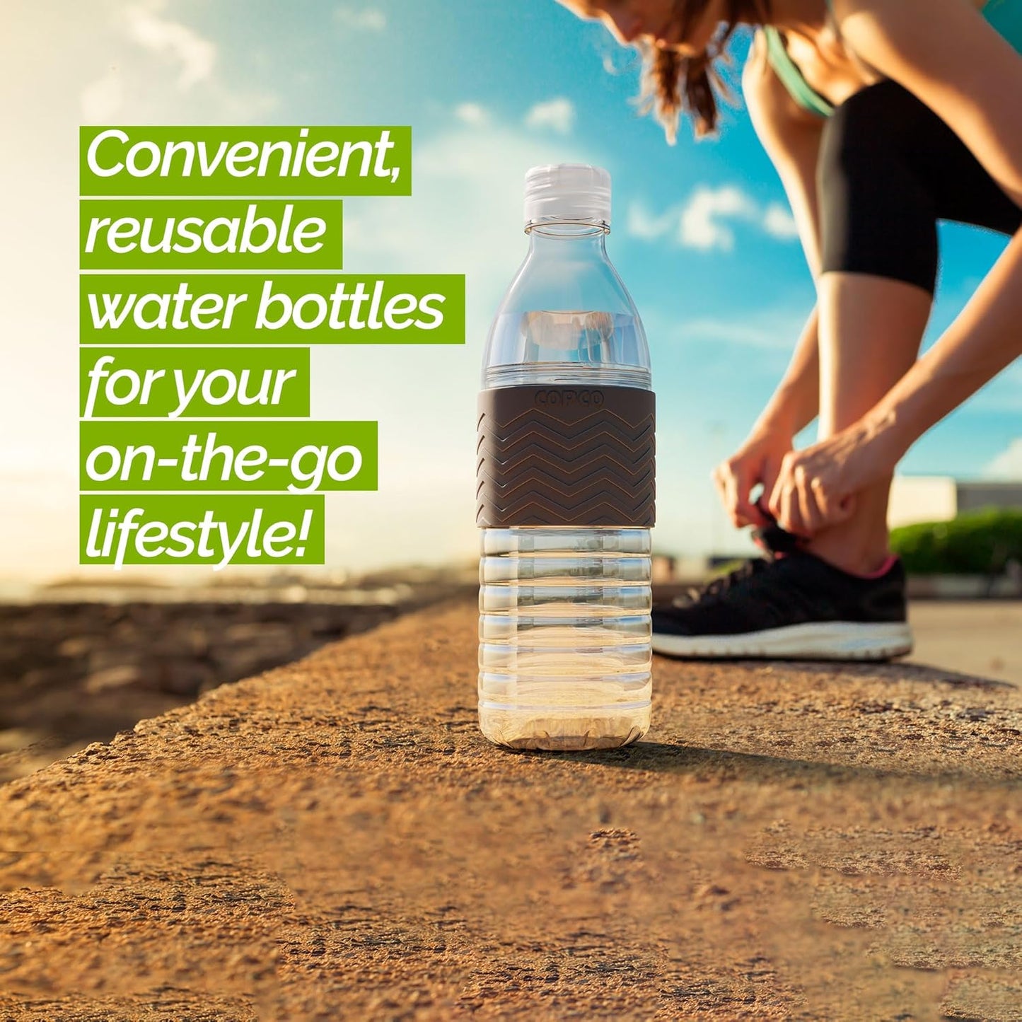 Copco Hydra 16.9 oz Water Bottle with Leak-Proof Lid - Tritan Reusable with Textured Grip Sleeve - BPA-Free, Shatter-Resistant, Dishwasher Safe for Travel, Gym, Work, Outdoors (Pink)
