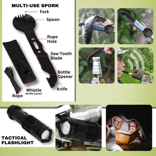 Teakwood Survival Gear - Survival Kit with Storage Case, 28 Pieces, Tactical Equipment for Camping, Backpacking, Adventures and More, Gift for Man, Dad, Husband
