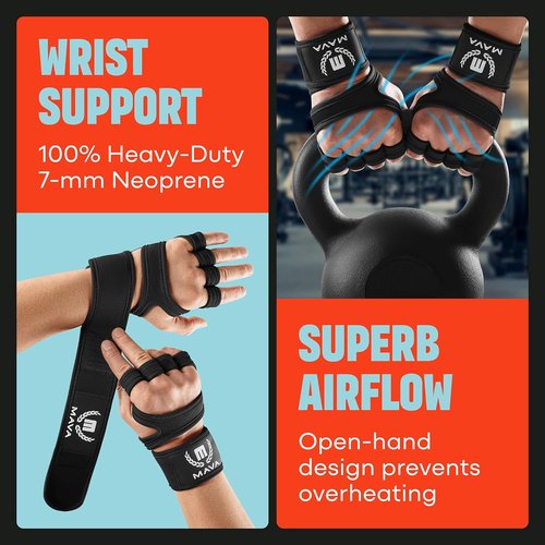 Mava Sports Weight Lifting Gloves with Wrist Support, Work Out Gloves, Gym Gloves - Great for Cross Training, Pull Ups, Calisthenics and Gym, Workout Gloves for Men & Women