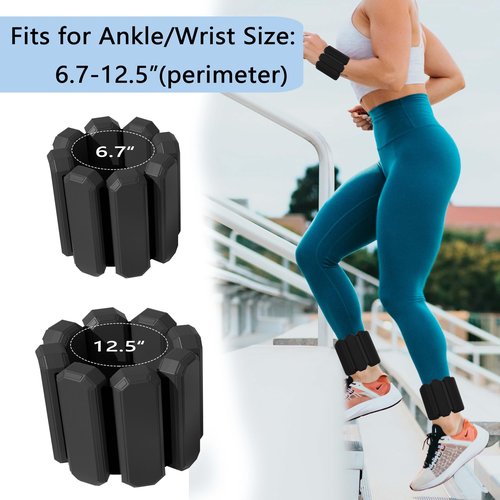 Mibcocny Pilates Wrist And Ankle Weights For Women At Home, Adjustable Arm & Leg Ankle Weights For Men, 1 lb Weights Set Of 2 For Walking Workout Dance Yoga Running (Black)