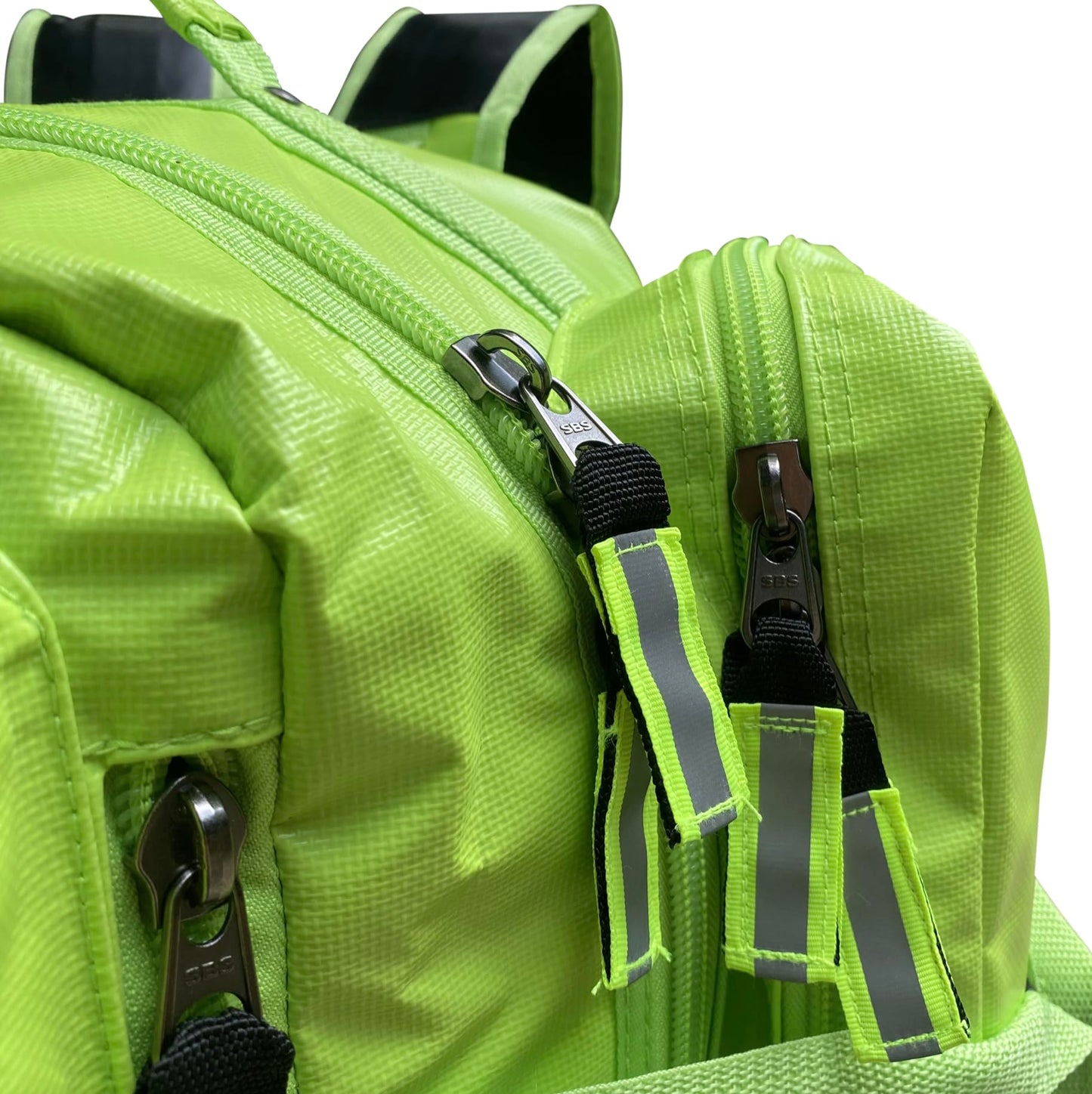Kemp USA Ultimate EMS Backpack For EMS - Emergency Supplies - EMT Bag Fits BLS/ALS Equipment and D Tank Oxygen Cylinder - Premium Fluid Resistant Tarpaulin Fabric (Neon Green)