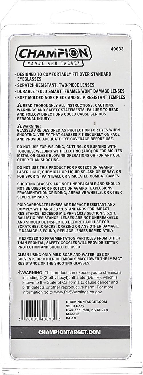 Champion Range and Target Champion Traps and Targets Over-Spec Ballistic Glasses (Clear)