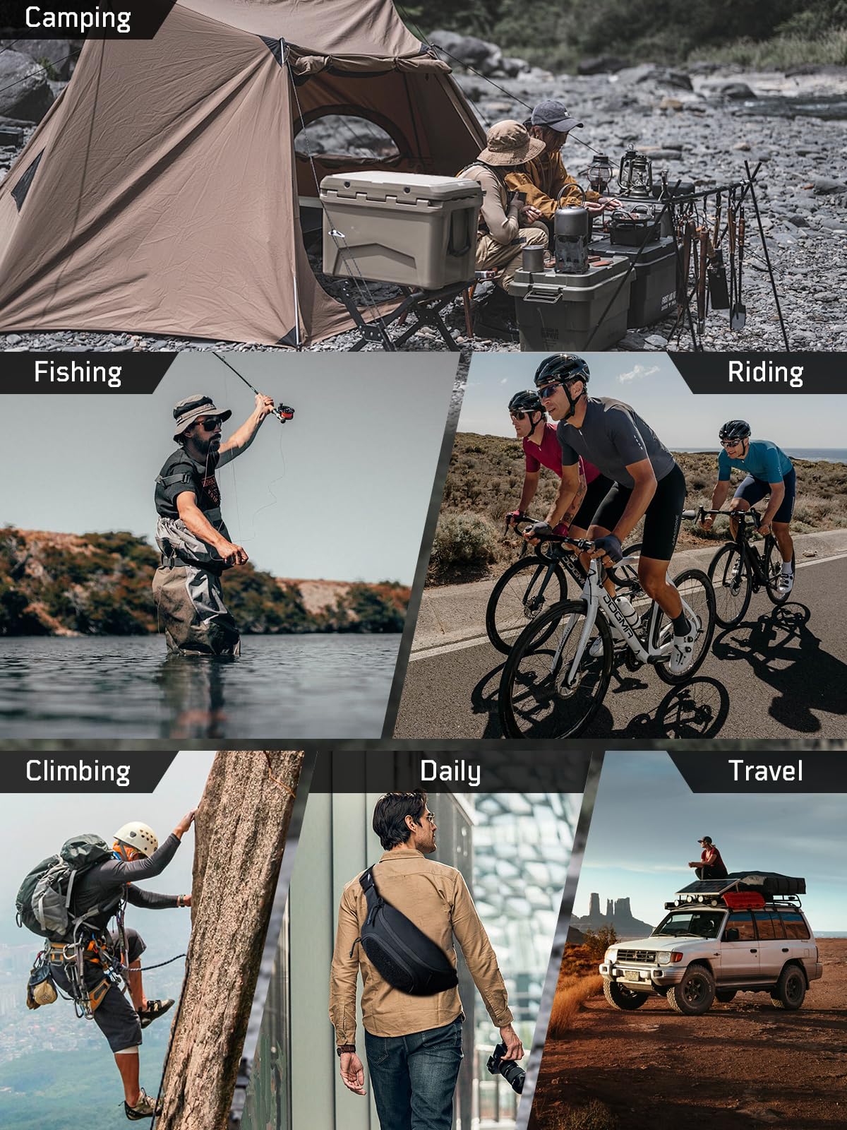 1TG Sling Bag for Men, Fanny Pack Waist Bag for Men Women Crossbody Bag Waist Pack Tactical Fanny Pack for Hiking Running Hunting Fitness Yoga Dog Walking Travel