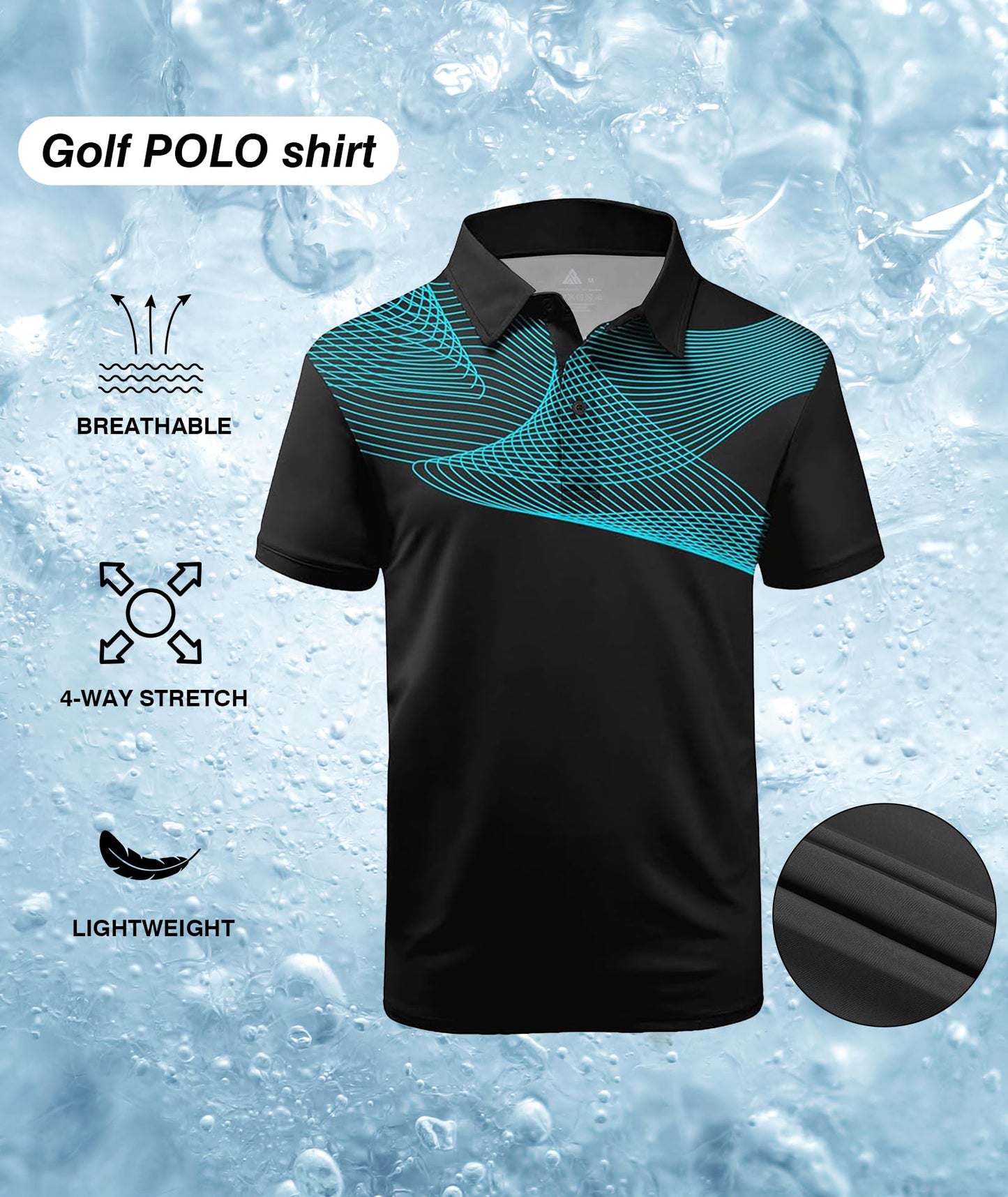 ZITY Golf Polo Shirts for Men Short Sleeve Athletic Tennis T-Shirt Black Blue 3XL