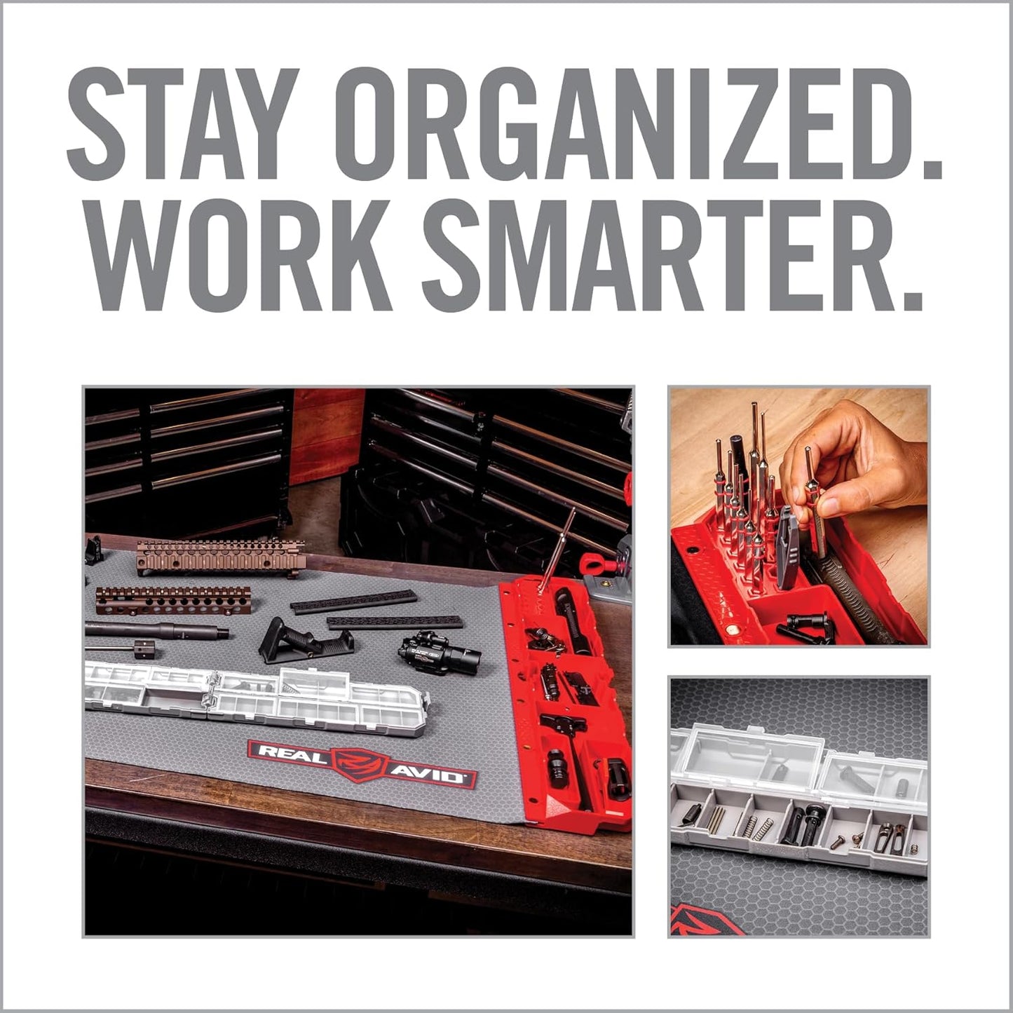 Real Avid Smart Mat Options - Choose 47.25”x19.5” XXL Mat or 43"x16" Universal Smart Gun Mat - Gun Oil Resistant, Non-Slip, Padded Rifle Cleaning Mat