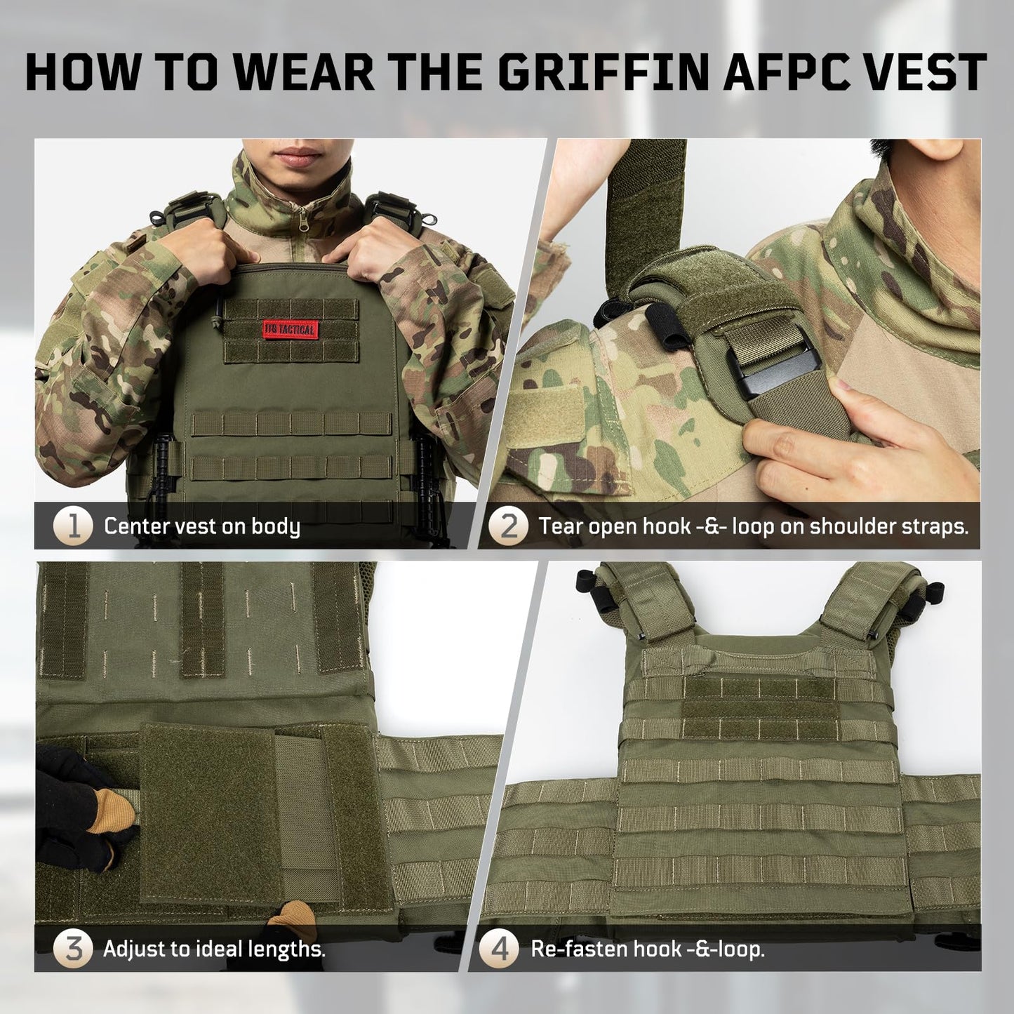 1TG Tactical Quick Release MOLLE Vest, Breathable Vest for Men, One Size Fully Adjustable