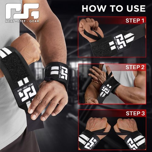Premium Wrist Wraps β Adjustable, Durable Support for Weightlifting & Fitness. Enhance Stability & Comfort with Flexible, Design (Black, STD)