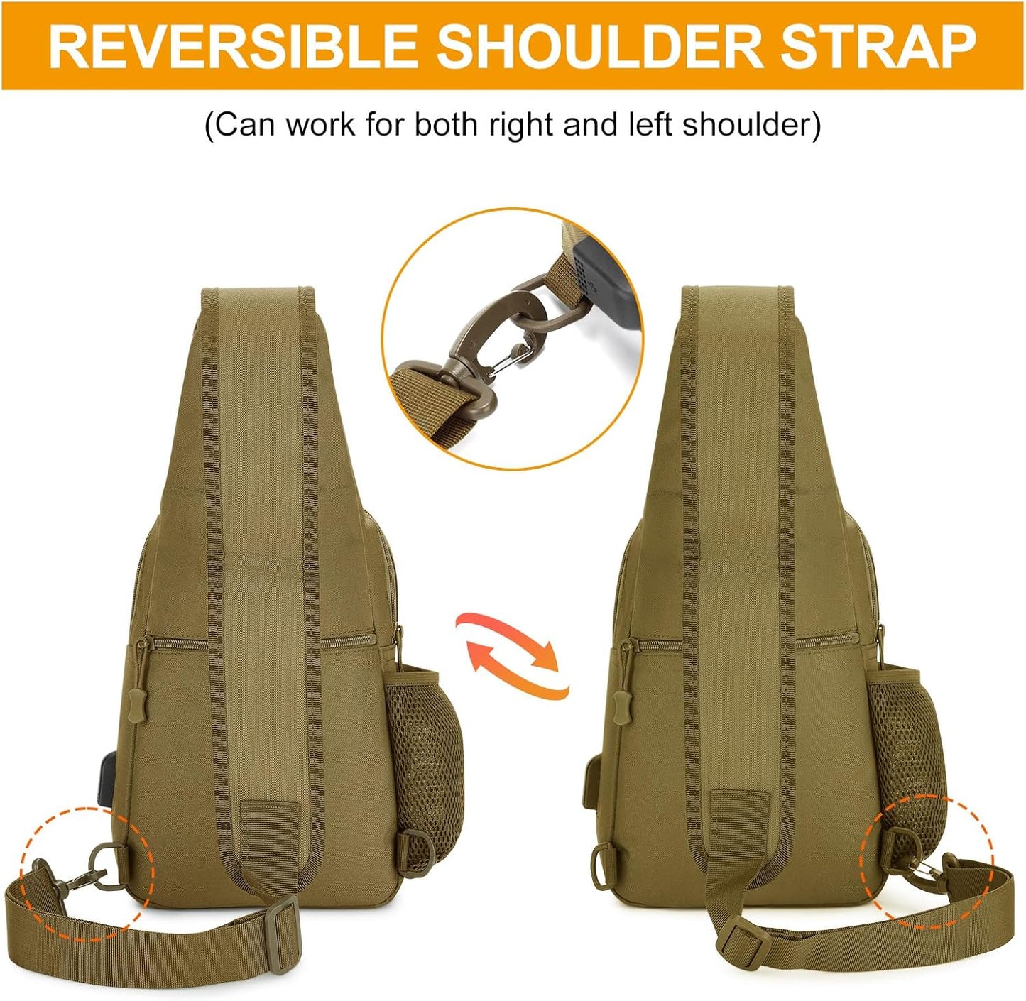 HUNTVP Small Tactical Sling Chest Pack Bag Molle Daypack Backpack Military Crossbody,Type1- ACU Camouflage