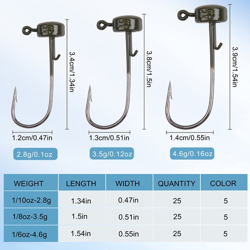AGOOL Ned Rig Jig Heads Hook-25pcs Finesse Mushroom Shroom Jig Hooks for Soft Lures (1/10oz-25pcs, Green)