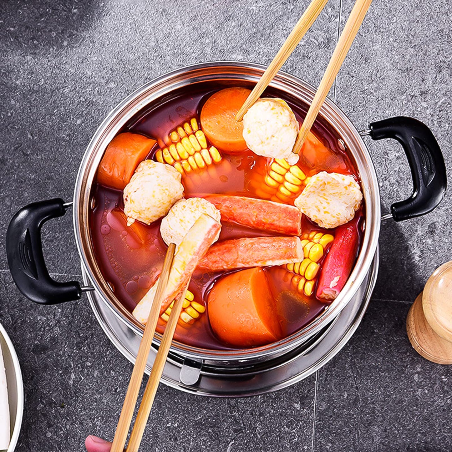 Hot Pot Alcohol Stove, Spirit Cooker with Pot, Camping Stoves Set, Gas Stovetop, Easy to Carry, No Power Required, Stainless Steel Liquid Stove, Camping Cooker for Indoor Outdoor Camping Hiking(18CM)