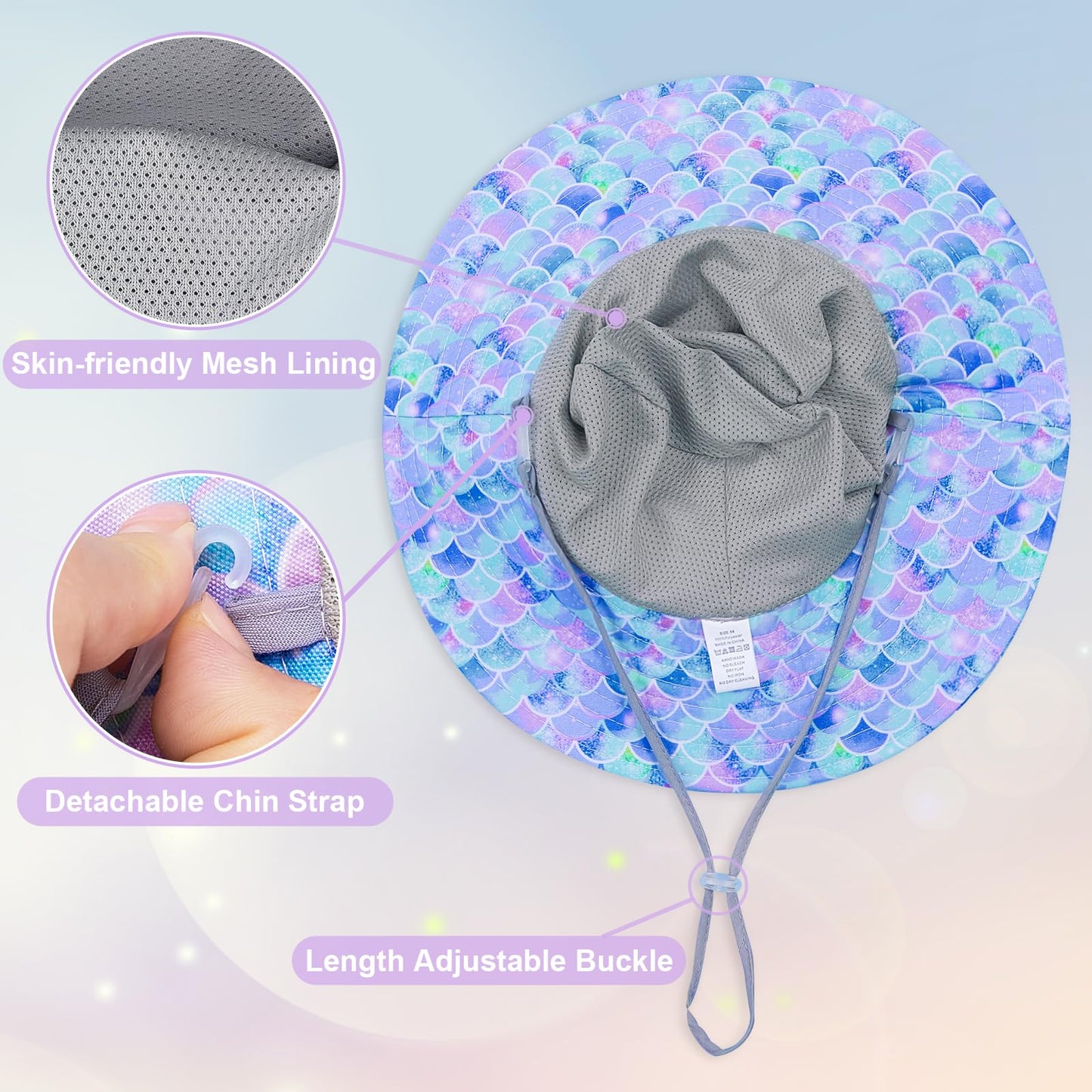 Kids Sun Hat for Girls Mesh Bucket Hat Toddler UV Protection Beach Hat Kids Foldable Fishing Hat for Girls 2-8 Years Blue