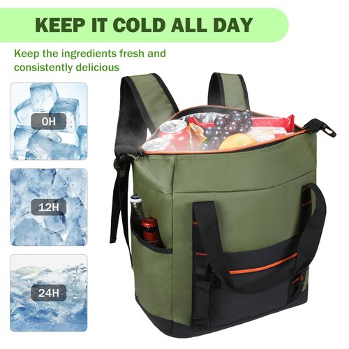 Tirrinia Cooler Backpack Waterproof Insulated for Men & Women,36 Cans Soft Leakproof Cooler Backpack, Portable Cooler for Camping, Beach, Fishing, Picnic, Travel, Outdoor