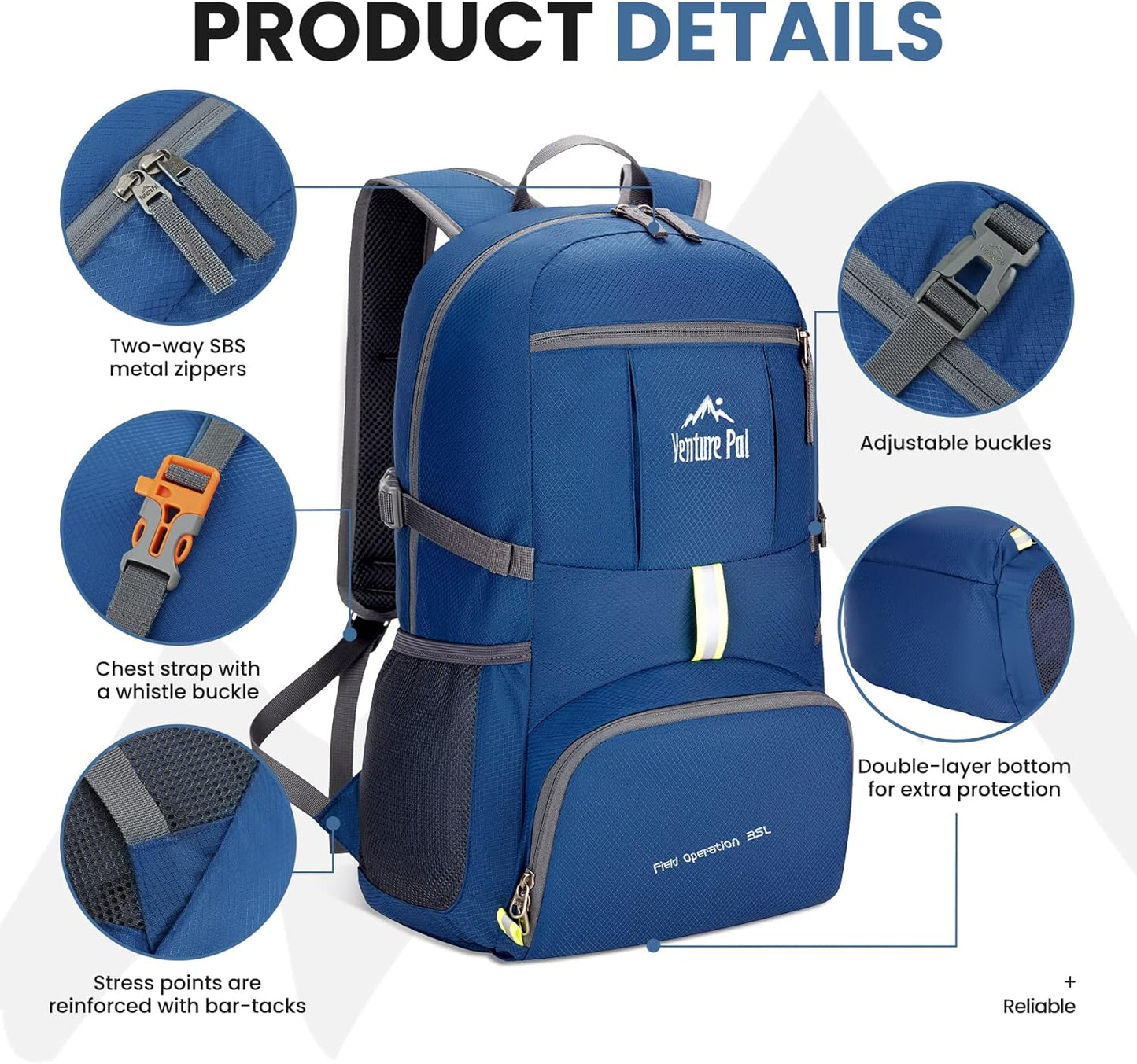 Venture Pal 35L Ultralight Lightweight Packable Foldable Travel Camping Hiking Outdoor Sports Backpack Daypack