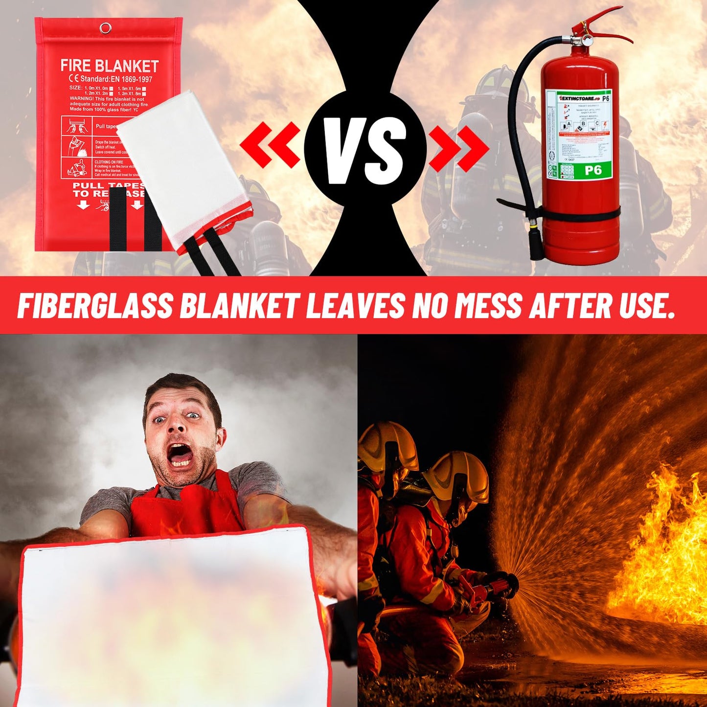 10 Pack Bulk Emergency Fire Blankets for Home and Kitchen with Fireproof Gloves & Hooks Safety Flame Suppression Fire Extinguisher for Camping House Warehouse Car 39.4"x39.4", Housewarming Gifts