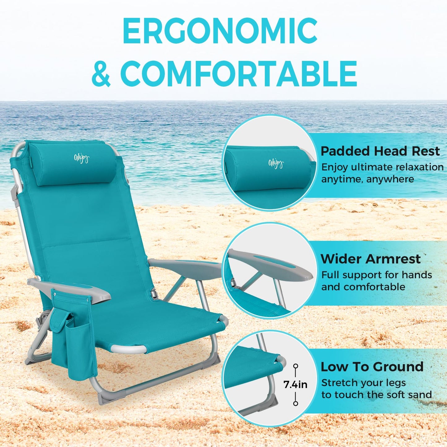#WEJOY 2 Pack Folding 4-Position Beach Chair for Adults