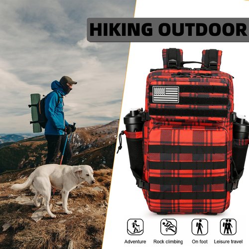 Lovelinks21 Military Tactical Backpack 35L Backpacks Tactical Travel Assault pack Hiking Rucksack Outdoor Camping Hiking daypacks (Red box)