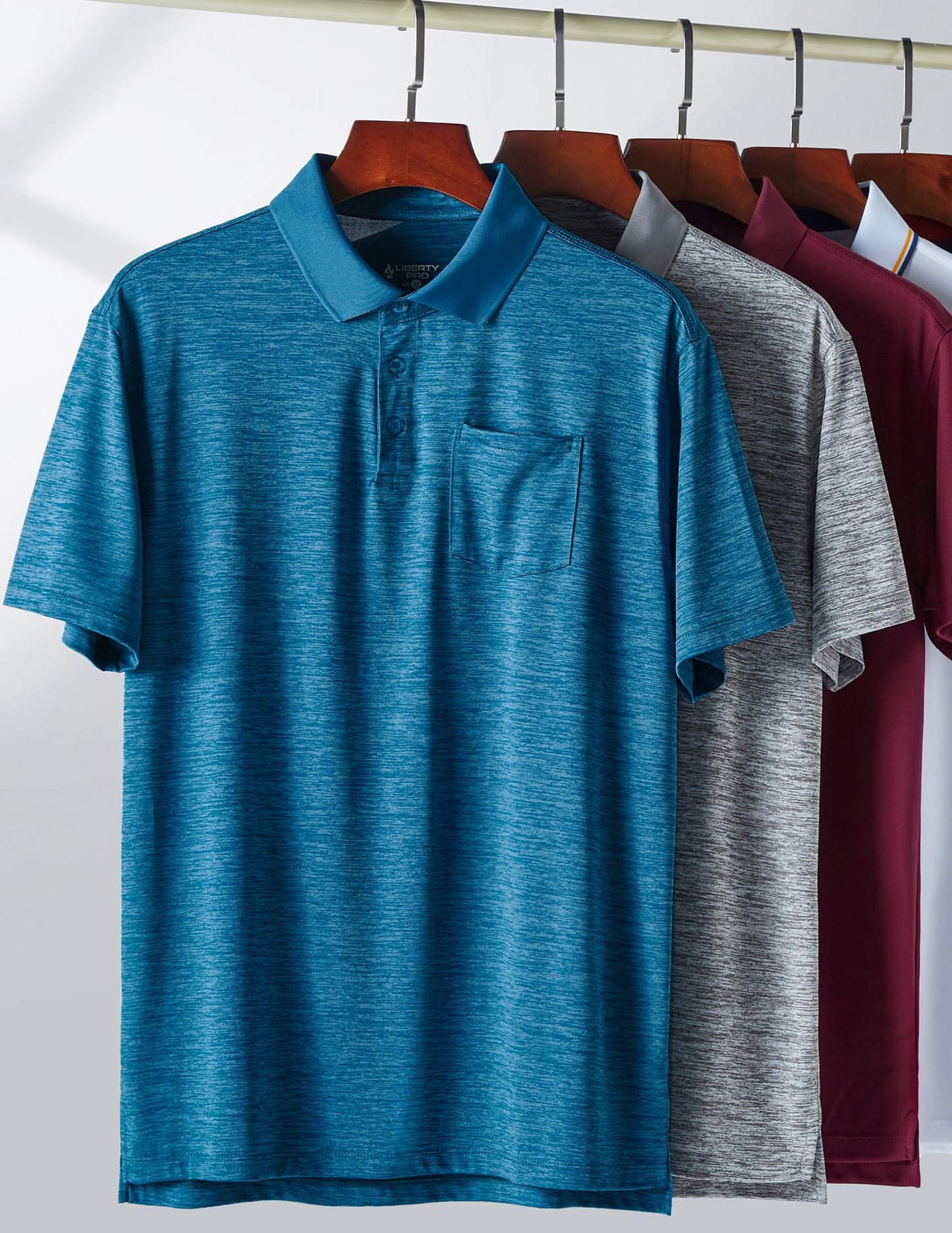 3-Pack Men's Golf Polo Shirts Short Sleeve, Dry Fit Performance Moisture Wicking Casual Print Collared T Shirts (Set 3, X-Large)