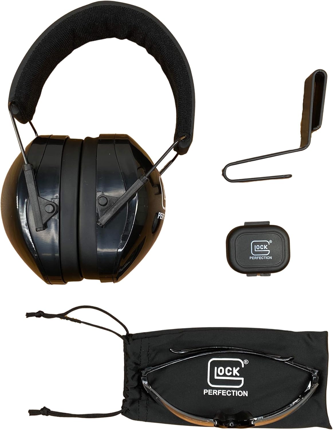Official GLOCK Range Kit Earmuff Hearing Protectors & Protective Glasses & Earplugs w/ Case