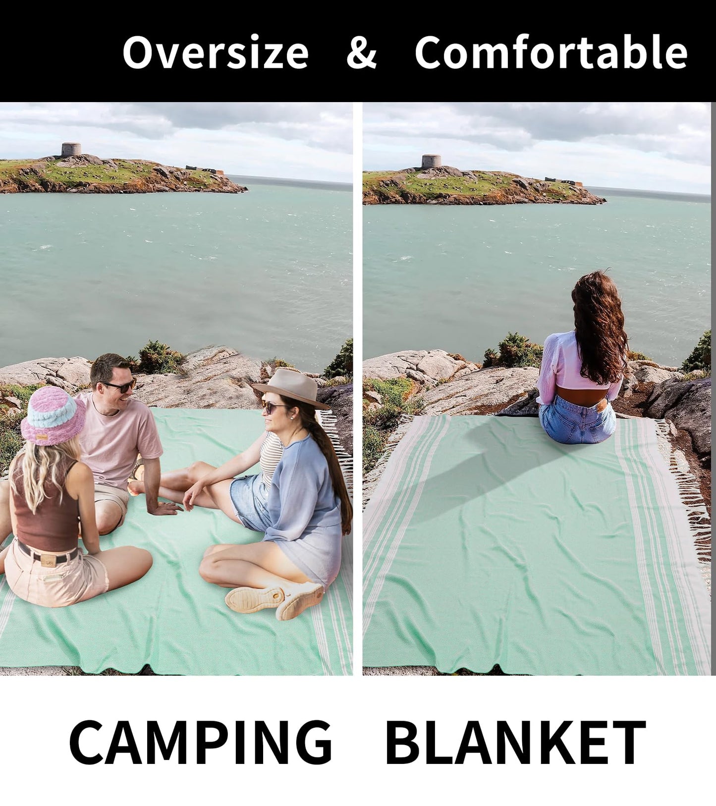 2 Pack Ginat Turkish Beach Towels Boho Beach Throw Blankets Large Camping Blankets Anti Resistant Sand Free Quick Dry Lightweight Travel Essentials XL Big Huge Glamping Tent Gear Must Haves