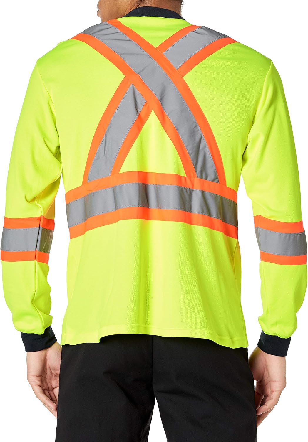 Viking Men's Safety Hi-Vis UPF Cotton Lined Long Sleeve Shirt with 2" Vi-brance Reflective Tape Over 4" Contrasting Tape