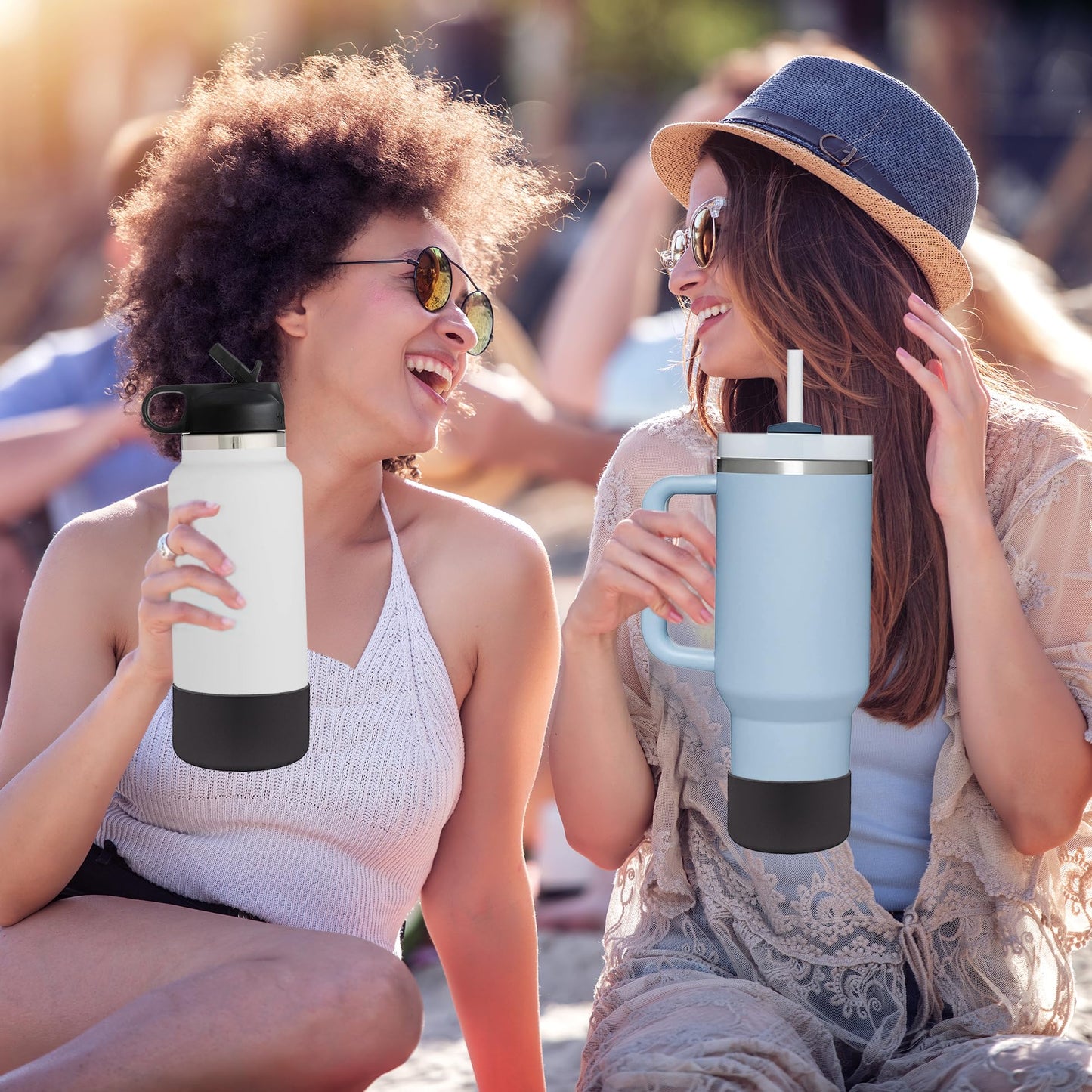 HEYSKAY Protective Silicone Boot for 12oz 16oz 18oz 21oz 24oz Hydro Flask Wide Mouth Water Bottle Bottom Protector and Other Brand Bottles with Bottom Diameter 2.85inch Water Bottle Accessories
