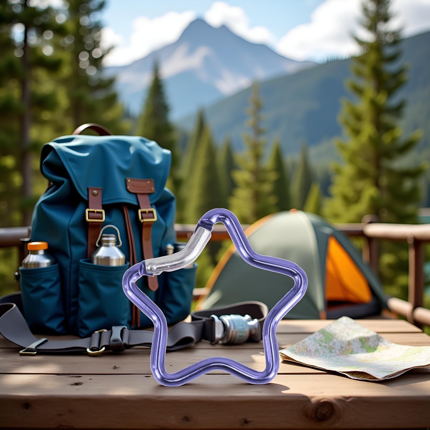 1 Pcs Purple Carabiner Clip Star Shaped Climbing Buckle Aluminum Alloy Heavy Duty Keyring Hook for Camping Fishing Hiking Traveling Aluminum Key Chain Clip, Keychain Carabiners,Accessories