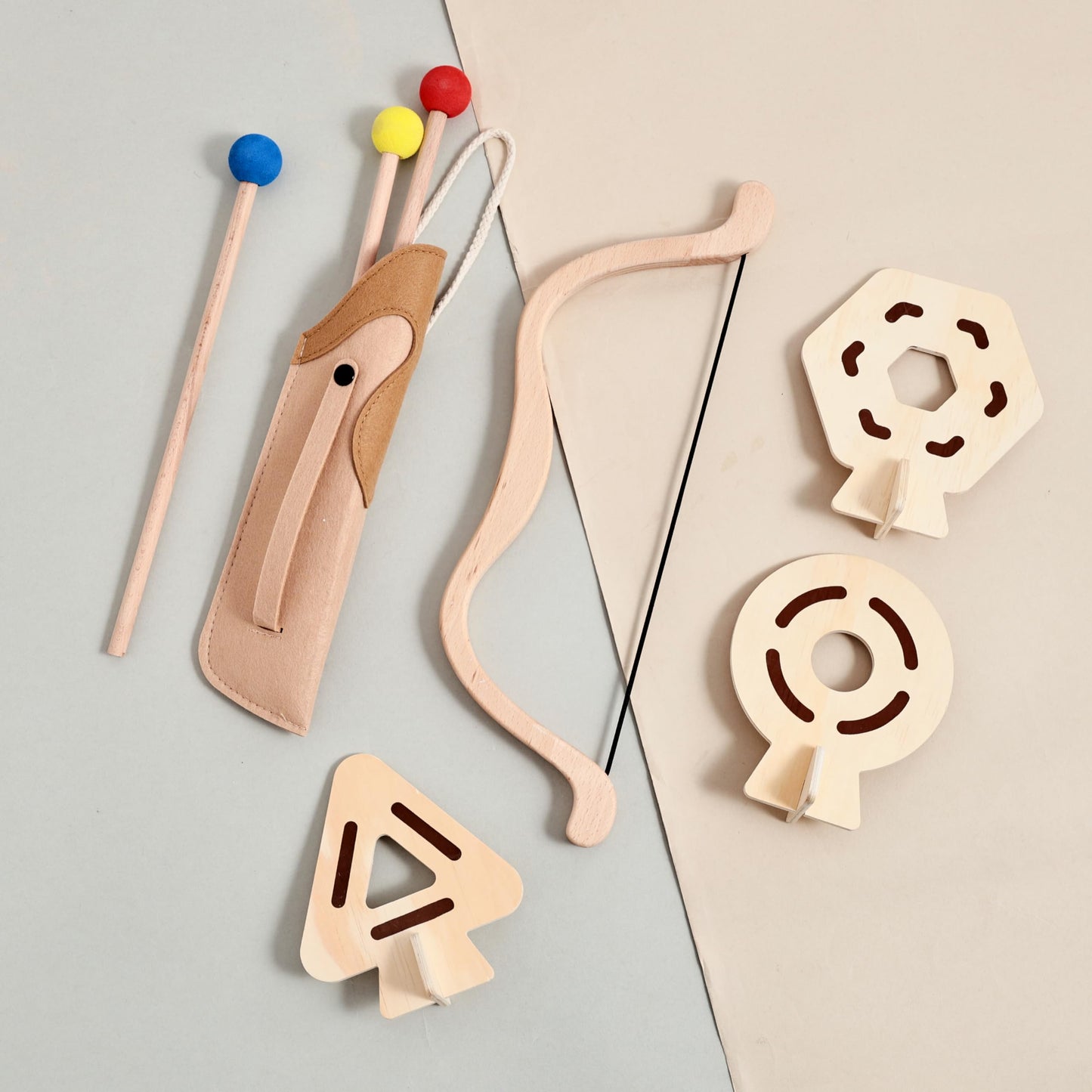 Kids Bow and Arrow Wooden Archery Toy Set for Kids Ages 3+ Bow and Arrow Set Includes 3 Arrows 3 Targets Quiver Indoor and Outdoor Toys for Children Boys Girls