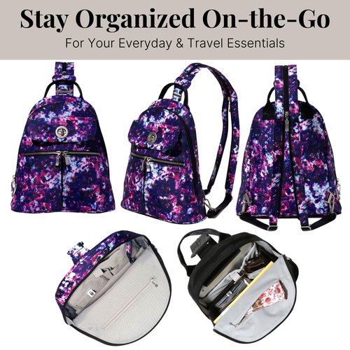 Baggallini Naples Convertible Small Daypack Sling Crossbody, Mulberry Opal