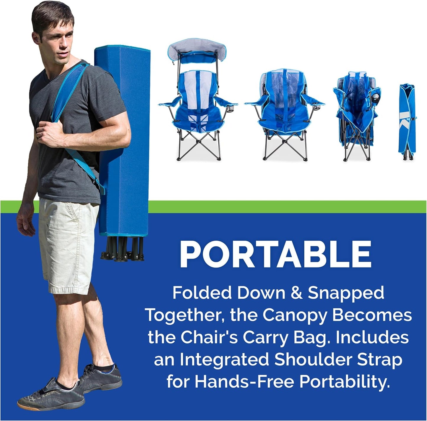 Kelsyus Original Foldable Canopy Chair for Camping, Tailgates, and Outdoor Events, Grey/Red